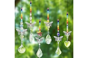 EEEKit 6pz Acchiappa-Sole in Cristallo Giardino Finestra all’ Aperto Outdoor Suncatcher Pendenti, Farfalla Suncatcher Rainbow Maker con Catena di Perline per la Casa, Decorazione del Giardino