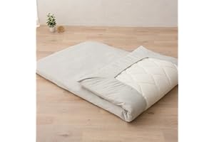 EMOOR Japanese Floor Mattress Futon Mattress CLASSE & Fitted Sheet PRESSO Double Made in Japan Cotton (Gray), Foldable Floor Sleeping Bed Tatami Mat