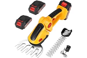 Aofesel Coupe Bordure sans Fil avec 2 Batterie 1500 Mah,Taille Haie Electrique avec 2 Lames, Cisaille Sculpte-Haie à Gazon LéGer pour Coupe, Elagage, Noir & Vert