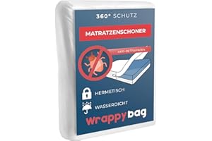 ‎WRAPPYBAG WRAPPYBAG Wasserdichter Matratzenschoner – Anti-Bettwanzen & Hausstaubmilben Matratzenbezug – Chemikalienfrei & Atmungsaktiv – 180x200x30 cm – Erhältlich in 15 Größen