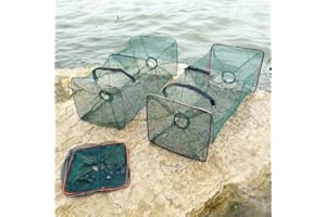 LOTCOW 3PCS Fishing Bait Trap Fishing Net, Fish Crab Trap Minnow Trap Crawfish Trap Lobster Shrimp Trap Collapsible Cast Net Fishing Nets Foldable Fishing Accessories, 20x9.5x9.5in