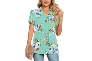 POPYOUNG Chiffon Blouse Business Tunic Petal Short Sleeve Office Shirts