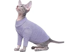 PUMYPOREITY Katze Baumwolle Kleidung, Pulli Warm für Haarlose Katze Weste Shirts Kätzchen Weiche Jumper Katzenkostüm Mantel für Kleine/Mittlere/Große Katzen(Lila, XS)