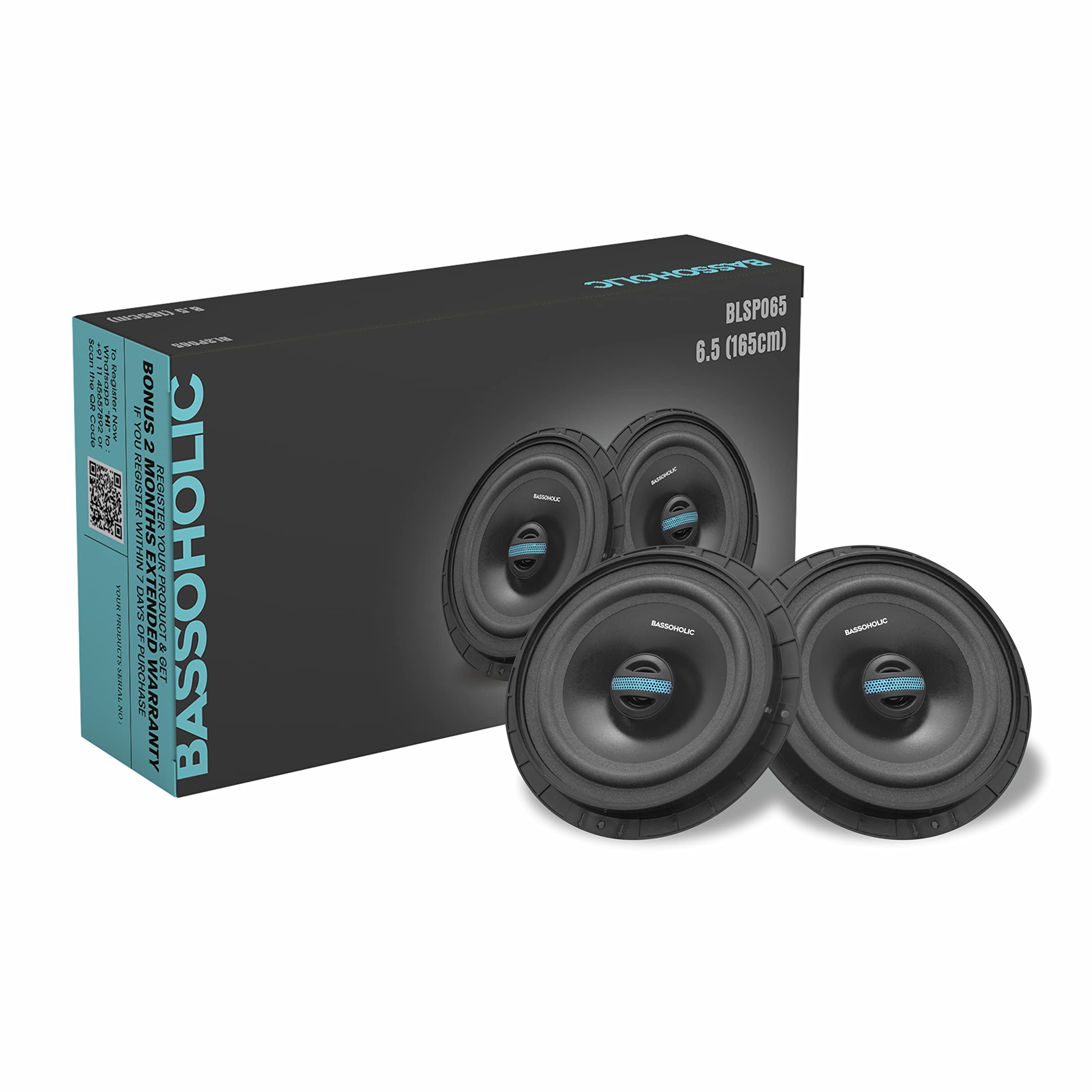 BASSOHOLIC BLSP065 Premium 6.5" High-Bass Coaxial Car Speakers | Powerful Sound, Water-Resistant Rubber Cone, Subwoofer-Ready, Premium 2-Way Audio for Deep, Punchy Beats