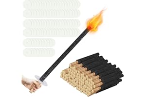 ‎GIMISGU Gimisgu 50 Stück Fackeln aus Natürlichem Wachs, Hochwertige Garten-Fackeln, Brennzeit 45 min, Natürlichem Wachs mit Langem Griff, Gartenfackel für fackelwanderung Outdoor