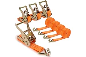 Zikenis 4 Stück Spanngurte mit Ratsche, 4x3000KG Spanngurt, 6 m x 3.8 cm Zurrgurte mit Ratsche und Haken, Belastbar bis 3000 KG, Enorm Robuste Ratschengurt Zurrgurt Geeignet für Feste Ladung