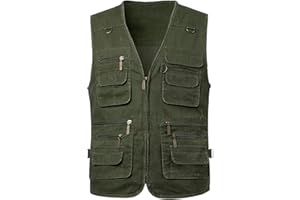 KTWOLEN Herren Outdoor Weste mit Multi-Taschened Anglerweste Jagd- und Angler Camping Wandern Weste Freizeit Ärmellos Jacke