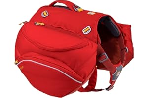 RUFFWEAR Palisades Hunderucksack, Rucksack, Aufbewahrungstasche und Satteltaschen, tragbarer Geschirrsack mit Taschen und Leinenbefestigungspunkt für Wandern und Camping, Red Sumac, Large/X-Large