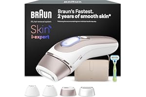 Braun Epilateur A Lumiere Pulsee Intelligent Skin i·expert PL7387, Epilation A Domicile, Alternative Au Laser, Avec Appli, Rasoir Venus, 4 Têtes Intelligentes Pour Epiler Jambes, Visage et Plus