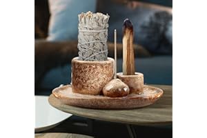 JOLIGAEA Porta Palo Santo, Bruciatore per Incenso 4 in 1, Porta Incenso in Ceramica con Raccoglitore Cenere Moderno Minimalista, Ceramica del Perù per Yoga e Meditazione