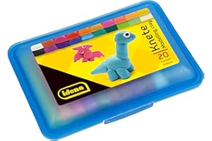 Idena 68125 - Pudełko z plasteliną z 20 laskami kolorowej plasteliny, w niebieskim pudełku do przechowywania, zabawa dla dzieci z plasteliną