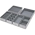 DIMJ 7 Pack Non-Woven Drawer Organiser - Foldable Storage Drawer, Storage Boxes, Ideal for Bras, Socks, Dividers for Wardrobe Bedroom or Kitchen (Heather Grey)