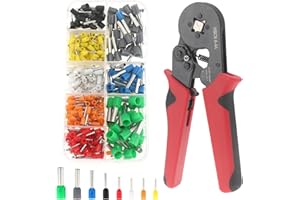 DEALIKEE Ferrule Crimping Tool Kit, AWG23-7 Self-Adjustable Ratchet Wire Crimping Tool Kit Crimper Plier Set with 400PCS Wire Terminals Crimping Connectors Wire End Ferrules Terminals