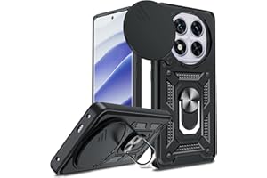 LeYi Funda para Xiaomi Redmi Note 14 Pro 5G/ Xiaomi Poco X7 5G,Carcasa Cubierta de cámara Deslizante Fundas móvil Capa Proteger Anillo Soporte Silicona TPU Armor Bumper Case，Negro