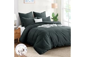 Aisbo Pościel 220 x 240 cm, bawełna szara, poszwa na kołdrę 220 x 240 cm, 3-częściowy zestaw pościeli z 2 poszewkami na poduszki 80 x 80 cm, ciemnoszara, Öko-Tex, antracytowa pościel z zamkiem