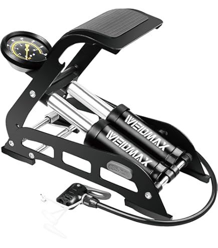Pompa A Pedale Per Bicicletta | Doppio Cilindro | Compatibile AV/DV/SV | Con Accessori Per Palloni