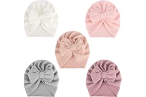 DRESHOW 5 Stück Baby Turban Hüte Turban Brötchen Knoten Baby Infant Beanie Baby Mädchen Weiche Nette Kleinkind Mütze