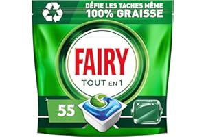 Fairy Original Tablettes Lave-vaisselle All In One, Regular, 55 Capsules, Efficaces Même Sur La Graisse Incrustée