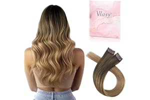Vlasy Clip in Hair Extensions Real Human Hair, 2 Pcs Seamless Human Hair Extensions Clip in, Straight Double Weft Real Hair Clip Extensions ST3/10N# 12 Inch