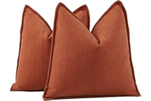 Madizz Juego de 2 Suave Felpilla Chenilla Texturizado Decorativo Funda de cojíns Lujo Estilo Fundas de Almohada para el sofá Dormitorio Óxido Cuadrado 45 x 45 cm
