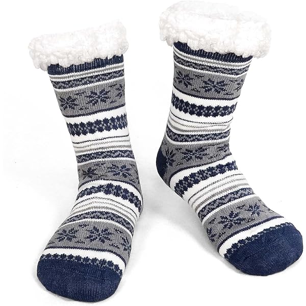 Chaussettes-Chaussons Antidérapantes Homme – Épaisses, Chaudes & Doublées Polaire – Idéal Hiver & Noël Taille 39-46