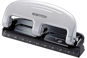 PAPERPRO Bostitch Office EZ Squeeze Perforatrice a 3 fori, capacità 20 fogli, sforzo ridotto, tecnologia No Jam, argento, 5,1 x 11,2 x 28,2 cm