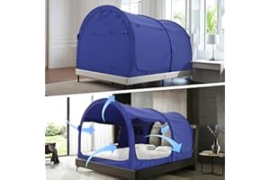 Alvantor Bed Canopy Tents Dream Privacy Space Single Size Sleeping Tents Indoor Pop Up Portable Frame Curtains Breathable Navy Cottage (Mattress Not Included) Reducing Light