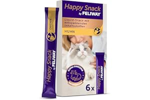 Happy Snack by FELIWAY, Huhn Geschmack, leckerer, beruhigender Leckerbissen, 6 cremige Snacksticks - Hilft Katzen, Sich enspannter zu fühlen, Entspannung zum Snacken
