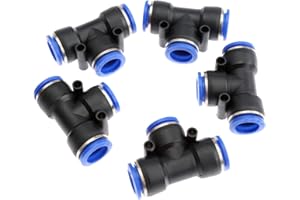 MUXSAM Raccordo pneumatico PE16 a T a 3 vie a innesto rapido per tubi flessibili, 16 mm, 5 pz