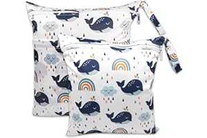 ABirdon Torba na pieluchy wielokrotnego użytku, 3 sztuki torby na pieluchy z zamkiem błyskawicznym, zmywalne, wielokrotnego użytku i wodoodporne, na pieluchy dla niemowląt, podróże i plażę, Wieloryb