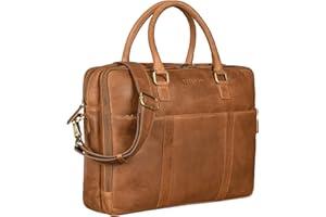 STILORD 'Drake' Borsa Tracolla Porta PC Pelle Borsa Lavoro da Uomo e Donna Stile Vintage Ventiquattrore in Cuoio Portadocumenti per Trolley, Colore:taranto - marrone