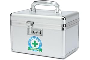 HEWEI WORKS Medication Lock Box with Combination, Lockable Storage, Security Medical Organizer, Multipurpose Lock Box for Home and Outdoor (Silver, Small)