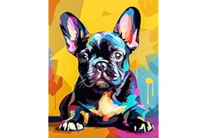TISHIRON Malowanie według liczb, buldog francuski, malowanie według liczb, dla dorosłych, szczeniaków, malowanie według liczb, dla dzieci, zestaw do malowania według liczb, dla dorosłych,