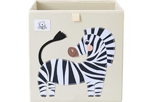 CLCROBD Foldable Animal Cube Storage Bins Fabric Toy Box/Chest/Organizer for Toddler/Kids Nursery, Playroom, 13 inch (Zebra)