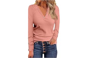 AMHOMELY Women Shirts and Blouse Sale Clearance Party Elegant Ladies V-Neck Long Sleeve T-Shirt Autumn Solid Loose Blouse Tops Tunic Shirts Tops Office UK Size