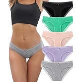 Women's Underwear Bamboo Viscose and Lace Underpants Women Medium/Low Waist Hipster Briefs Breathable Pack of 5
