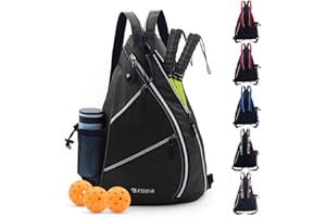 ZOEA Pickleball Bag, Sport Pickleball Sling Bag for Women Man, Adjustable Pickleball Backpack with Fence Hook Water Bottle Holder, Fits 4 Paddles and All Your Other Gear