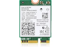 SYONCON WiFi 7 BE200 NGW WiFi Carte 802.11be 320MHz avec Bluetooth 5.4 Wi-Fi Module Tri-bande (6GHz/5800Mbit/s, 5GHz/2400Mbps, 2.4GHz/574Mbps) Carte Réseau pour Ordinateur Portable M.2 NGFF Windows 10/11 (64