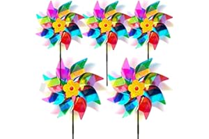 SORZLLUO 5 Stück Windräder Vogelabwehr, Reflektierende Windmühle,Taubenabwehr Windrad,Garten Obstgarten Balkon Vogelabwehr,Gartendekoration für draußen (Mehrfarbig-A)