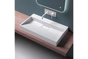 ‎MAI & MAI Mai & Mai Waschbecken Col19 Aufsatz-Waschbecken Hänge-Waschtisch inkl. Ablaufgarnitur Gussmarmor Rechteckig Waschplatz ohne Armaturenloch Breite: 70cm