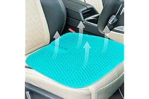 Mycketop Gel Car Seat Cushion, Cooling, Thick, Large, Breathable for Long Sitting Comfort, Pressure Relief for Back, Hip, Sciatica, Ergonomic Seat Pad for Car, Office, Wheelchair, Gaming (Light Blue)