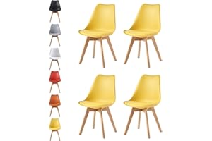 mcc direct Esszimmerstühle im 4er Set Küchenstuhl Bürostuhl Lounge Stuhl Designer Schalenstuhl Eva (Gelb)