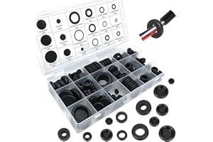 XCOZU 125 Pezzi Passacavi in Gomma, 18 Dimensioni Passacavo in Gomma Set di Tappi Fori, Elettrico Kit di Assortimento di Guarnizioni Passacavi per Firewall Cavi - Nero
