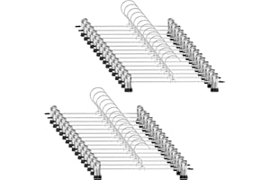 ZEONHEI 30 metalowych wieszaków na spodnie, 28,5 cm, wieszak na spodnie z regulowanymi klipsami, wieszak na ubrania, obracany o 360°, do bielizny, spódnic, spodni, skarpet, bielizny, 30 sztuk