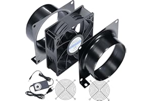 HOSE VARY Ventilateur Axial 3000 tr/min 120 * 38MM DC Extracteur Ventilateur avec Adaptateur AC/DC, Gradateur Continu pour laser 3D, Cabine de Pulvérisation (Prise UE (110~240 V))
