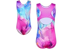 HUAANIUE Filles Enfants Justaucorps Gymnastique Leotards Costume de Danse Sans Manches 3-14 Ans