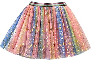 GENERIC Tüllrock Kinder Ballettrock Regenbogen Minirock Prinzessin Tanzkleid Mädchen Tüll Tanz Röcke für Kinder Tutu Röcke Mädchen Tutu Tüll Sterne Funkelnde Pailletten Ballett Rock