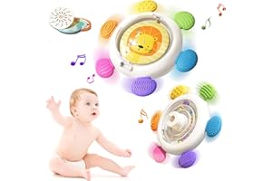 LQIKARL Suction Cup Spinner Toys Baby Bath Toys Fidgets Spinners Toy for Babies Toddlers Baby Sensory Toys Early Education with Animal & Mirror Card and Chewable Silicone Baby Toys for High Chair, Car Window
