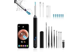MORELAX Limpiador de oídos con otoscopio, limpiador de oídos con cámara WIFI 1080P con 6 LED, otoscopio digital, kit de limpieza de oídos para eliminación de cerumen para iPhone, tableta y Android