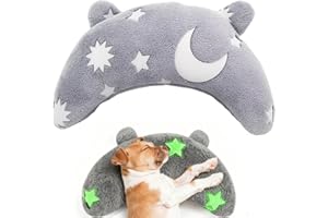 KYEDGC 1 Dog Pillow, Luminous pillow, Suitable for small and medium-sized dogs and cats, Snuggle Puppy Design for Nighttime Sleep Support and Anxiety Relief, 25 x 15 cm Grey Pet Bed